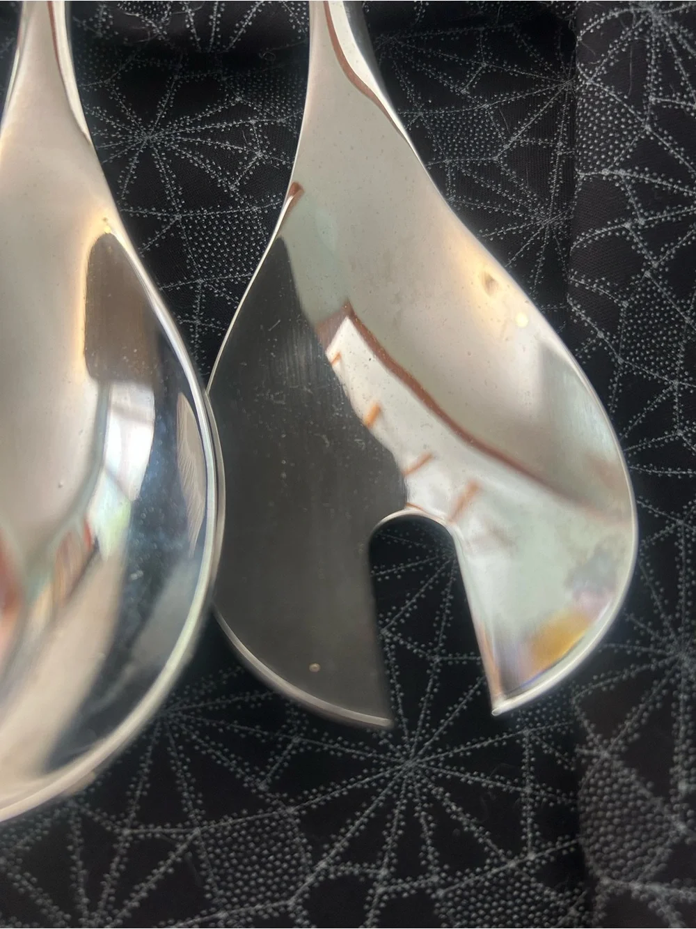 Oleg Cassini Salad Serving Spoon and Fork with Crystal Handles